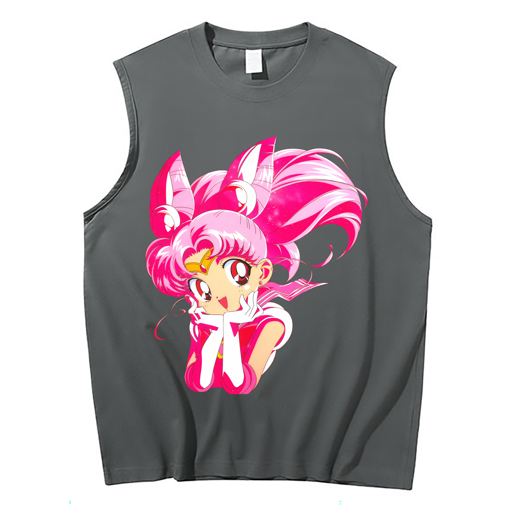 （画像用） 美少女戦士セーラームーン ちびうさ Sailor Moon Chibiusa Tsukino Usagi Small Lady Serenity コットン100％タンクトップ（フロントプリント）